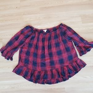 BEACH LUNCH LOUNGE Tops - BEACH LUNCH LOUNGE OFF THE SHOULDER PLAID TOP BEACH LUNCH LOUNGE Tops - BEACH LUNCH LOUNGE OFF THE SHOULDER PLAID TOP